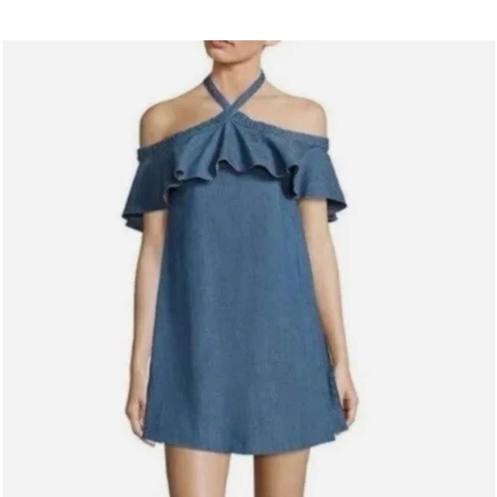 Alice + Olivia Off-Shoulder Chambray Dress